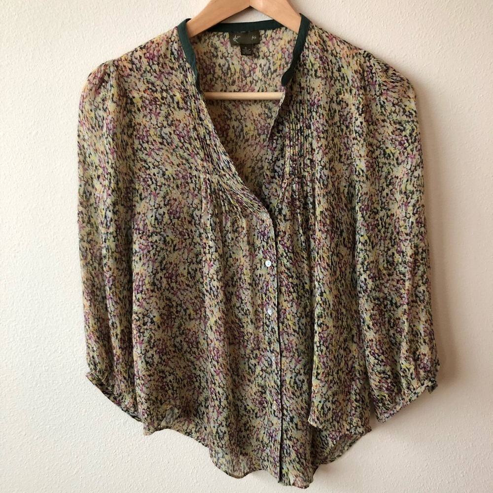Anthropologie silk floral blouse